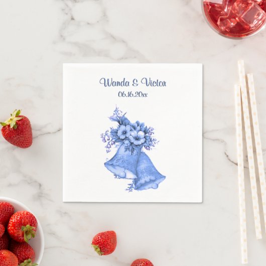 Blue Wedding Bells Personalisiert Serviette (Beispiel)