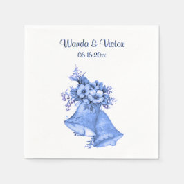 Blue Wedding Bells Personalisiert Serviette