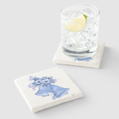 Blue Wedding Bells Steinuntersetzer (Seitenansicht)