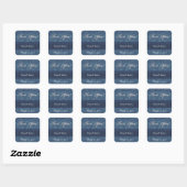 Blue Wedding Bride Groom Damask Quadratischer Aufkleber (Blatt)