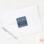 Blue Wedding Bride Groom Damask Quadratischer Aufkleber (Umschlag)