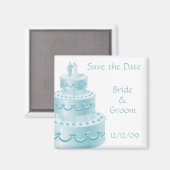 Blue Wedding Cake Save the Date Magnete Magnet (Vorderseite/Rückseite)