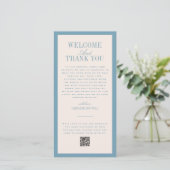 Blue Wedding Ceremony or Reception Welcome Dankeskarte (Stehend Vorderseite)