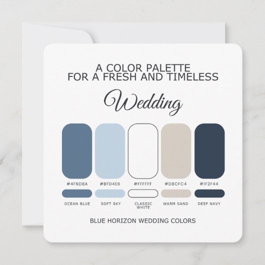 Blue Wedding Color Palette for Timeless Weddings Einladung (Vorderseite)