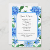 Blue Wedding Dahlia Watercolor Einladung (Vorderseite)