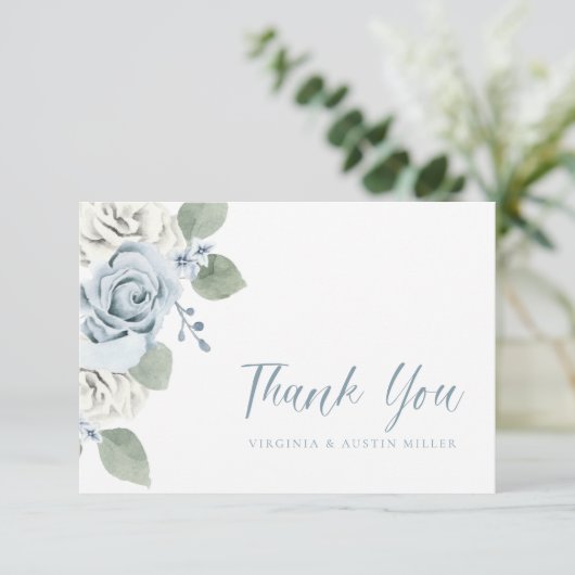 Blue Wedding Dankeskarte (Stehend Vorderseite)