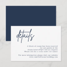 Blue Wedding Details Card