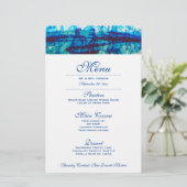 Blue Wedding Dinner Menu (Stehend Vorderseite)