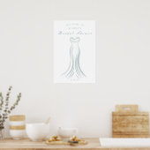 Blue Wedding Dress Brautparty Willkommenspender Poster (Küche)