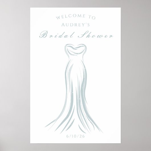 Blue Wedding Dress Brautparty Willkommenspender Poster (Vorne)