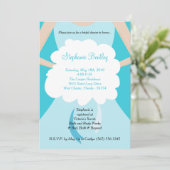 Blue Wedding Dress Bridal Dusche Einladung (Stehend Vorderseite)