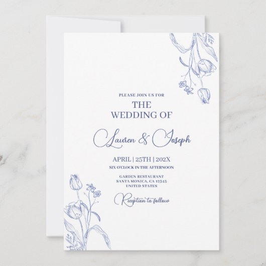 Blue Wedding Einladung (Vorderseite)