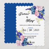 Blue Wedding Einladung (Vorne/Hinten)