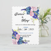 Blue Wedding Einladung (Stehend Vorderseite)