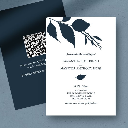 Blue Wedding Einladung mit QR Code