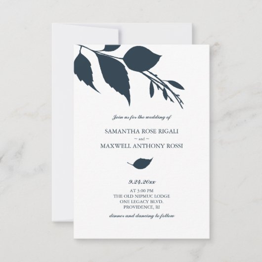 Blue Wedding Einladung mit QR Code (Vorderseite)