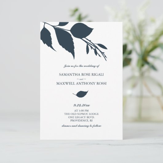 Blue Wedding Einladung mit QR Code (Stehend Vorderseite)