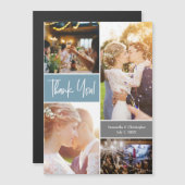 Blue Wedding Foto Collage Vertical danke Magnetkarte (Vorne/Hinten)