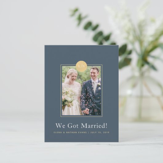 Blue Wedding - Foto Postcard Ankündigungspostkarte (Stehend Vorderseite)