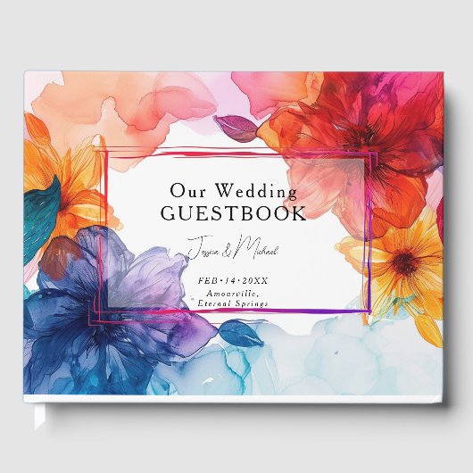 Blue Wedding Guestbook Anemone Dreamscape Wedding Gästebuch (Vorderseite)