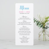 Blue Wedding Menu Cards Menükarte (Stehend Vorderseite)