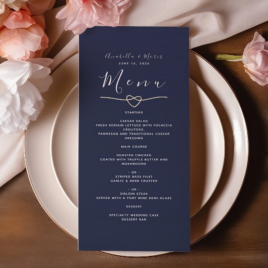 Blue Wedding Menu Menükarte