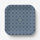 Blue Wedding mit Latticework Pattern Paper Teller (Vorderseite)