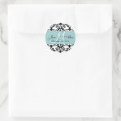 Blue Wedding Monogram Date Paisley Siegel Runder Aufkleber (Tasche)