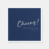 Blue Wedding Napkins mit Silver Cheers Serviette (Vorderseite)