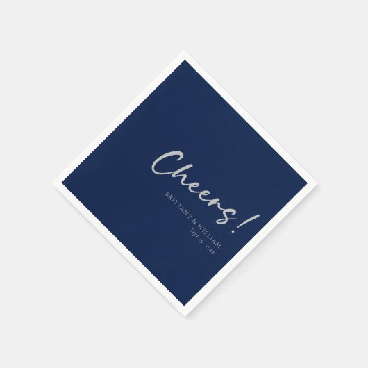 Blue Wedding Napkins mit Silver Cheers Serviette (Ecke)