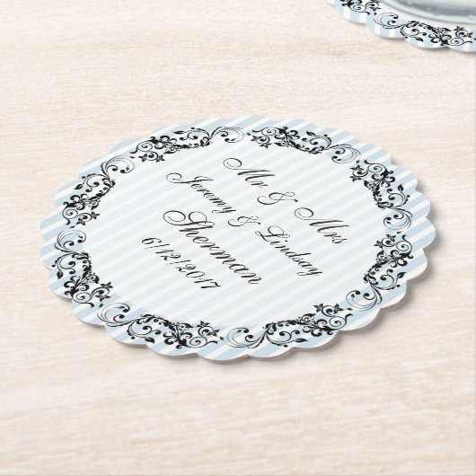 Blue Wedding Personalisierter Papierdrucker Unters Untersetzer (angewinkelt)