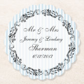 Blue Wedding Personalisierter Papierdrucker Unters Untersetzer (Vorderseite)