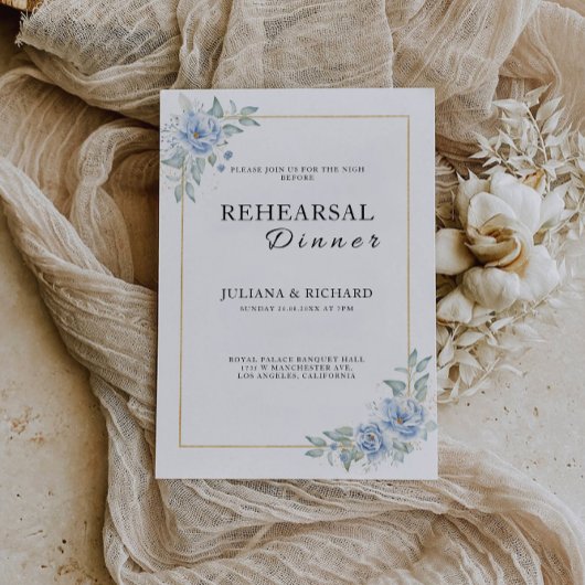 Blue Wedding Probe Dinner Sign Night Einladung