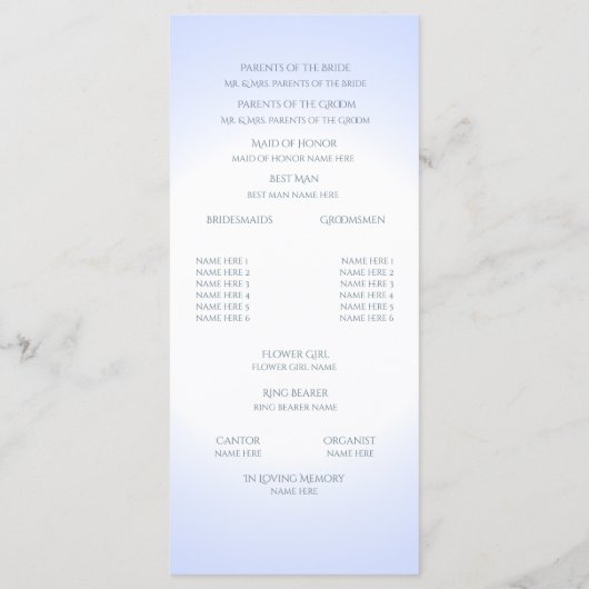 Blue Wedding Program Programm (Rückseite)