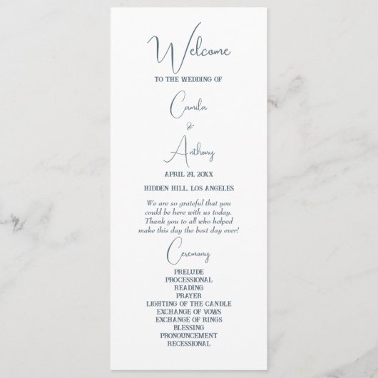 Blue Wedding Programm (Vorderseite)