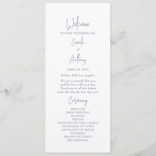 Blue Wedding Programm (Vorderseite)