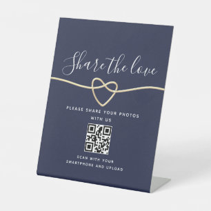 Blue Wedding QR Code Pedestal-Zeichen Sockelschild