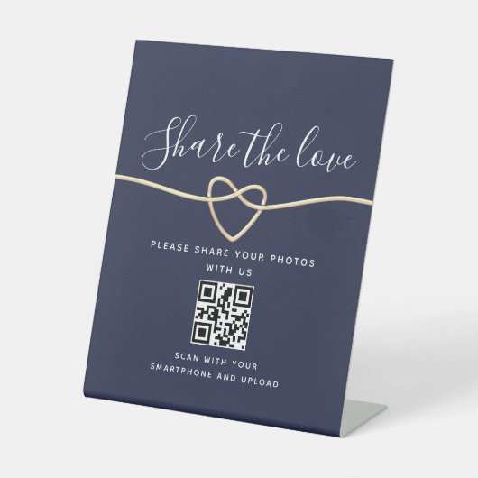 Blue Wedding QR Code Pedestal-Zeichen Sockelschild (Vorderseite)