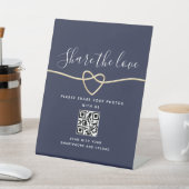 Blue Wedding QR Code Pedestal-Zeichen Sockelschild (In SItu)