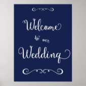 Blue Wedding Reception Schild 18x24 (Vorne)