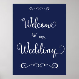 Blue Wedding Reception Schild 18x24