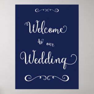 Blue Wedding Reception Schild 18x24