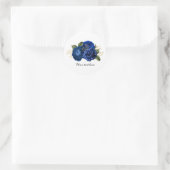Blue Wedding roses customizable Runder Aufkleber (Tasche)