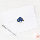 Blue Wedding roses customizable Runder Aufkleber (Umschlag)