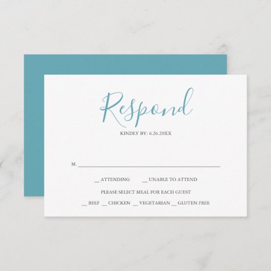Blue Wedding RSVP Cards (Vorne/Hinten)