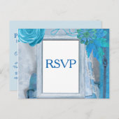 Blue Wedding RSVP Einladungspostkarte (Vorne/Hinten)
