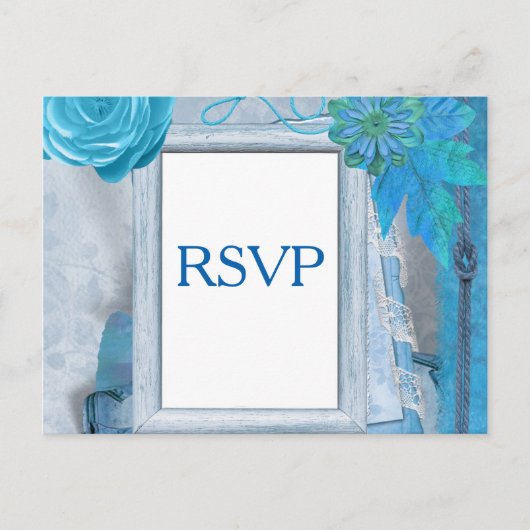 Blue Wedding RSVP Einladungspostkarte (Vorderseite)