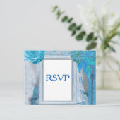 Blue Wedding RSVP Einladungspostkarte (Stehend Vorderseite)