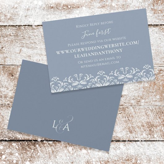 Blue Wedding RSVP Elegantes Muster Custom Karte