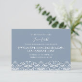 Blue Wedding RSVP Elegantes Muster Custom Karte (Stehend Vorderseite)